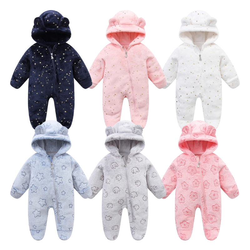 Combinaison Bébé en Peluche avec Fermeture Éclair