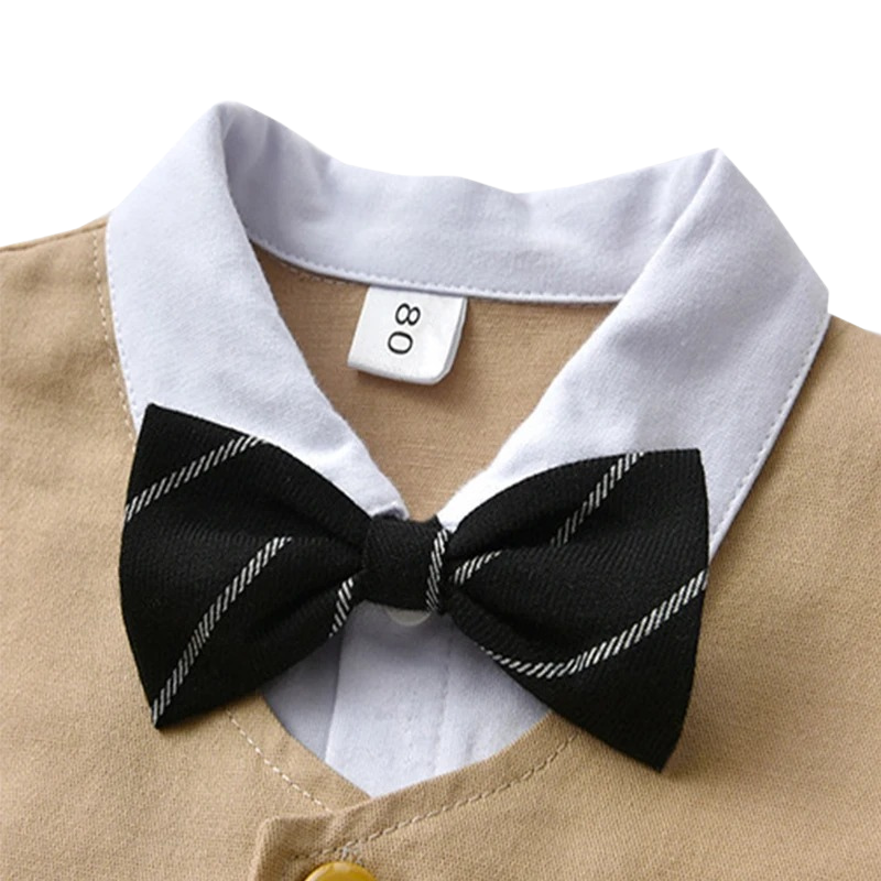 Combinaison Costume Bébé Garçon avec Gilet et Bonnet – Tenue de Cérémonie