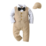 Combinaison Costume Bébé Garçon avec Gilet et Bonnet – Tenue de Cérémonie