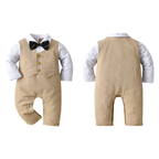 Combinaison Costume Bébé Garçon avec Gilet et Bonnet – Tenue de Cérémonie