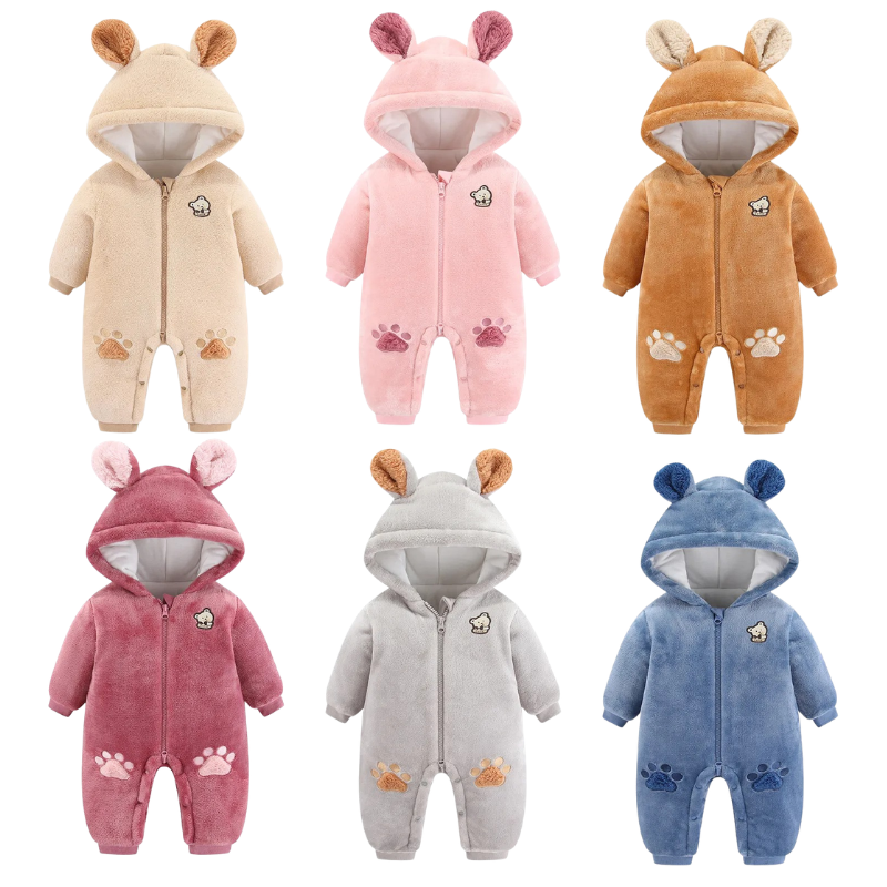 Combinaison Bébé Ourson en Peluche avec Fermeture Éclair
