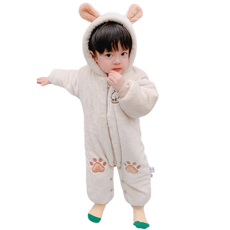 Combinaison Bébé Ourson en Peluche avec Fermeture Éclair