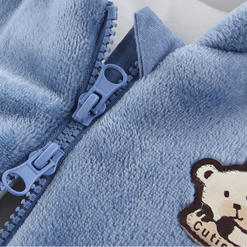 Combinaison Bébé Ourson en Peluche avec Fermeture Éclair