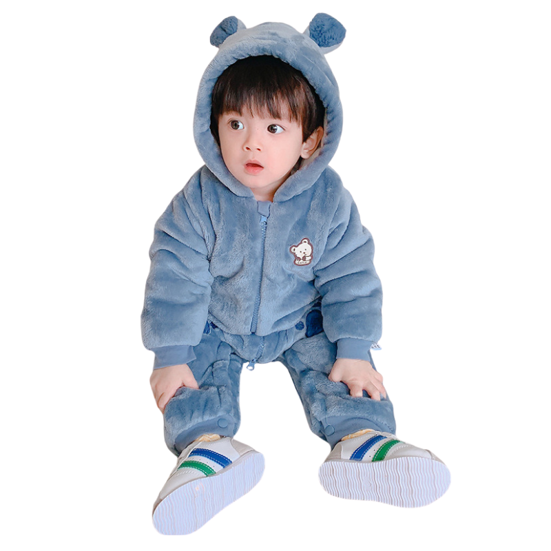 Combinaison Bébé Ourson en Peluche avec Fermeture Éclair