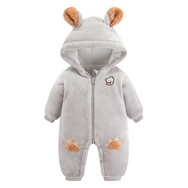 Combinaison Bébé Ourson en Peluche avec Fermeture Éclair