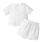 Costume Bébé Garçon Blanc avec Col Claudine – Ensemble de Cérémonie