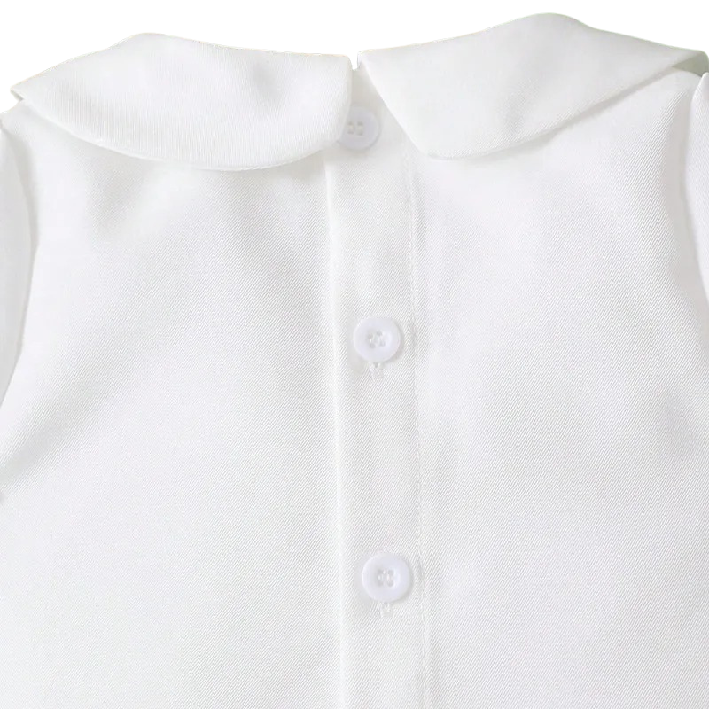 Costume Bébé Garçon Blanc avec Col Claudine – Ensemble de Cérémonie