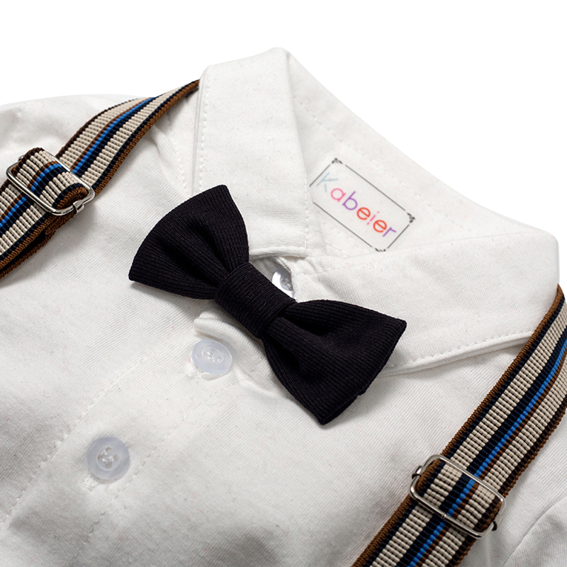 Costume Bébé Garçon avec Bretelles, Gilet et Béret – Tenue de Cérémonie