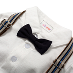 Costume Bébé Garçon avec Bretelles, Gilet et Béret – Tenue de Cérémonie