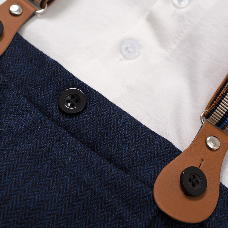 Costume Bébé Garçon avec Bretelles, Gilet et Béret – Tenue de Cérémonie