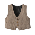 Costume Bébé Garçon avec Bretelles, Gilet et Béret – Tenue de Cérémonie