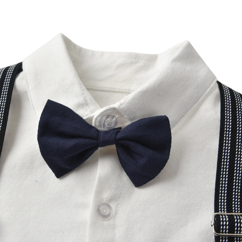 Costume Bébé Garçon avec Bretelles, Gilet et Béret – Tenue de Cérémonie