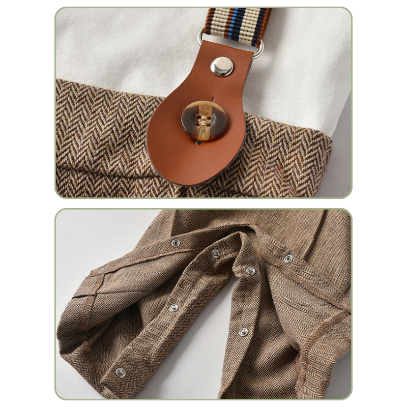 Costume Bébé Garçon avec Bretelles, Gilet et Béret – Tenue de Cérémonie