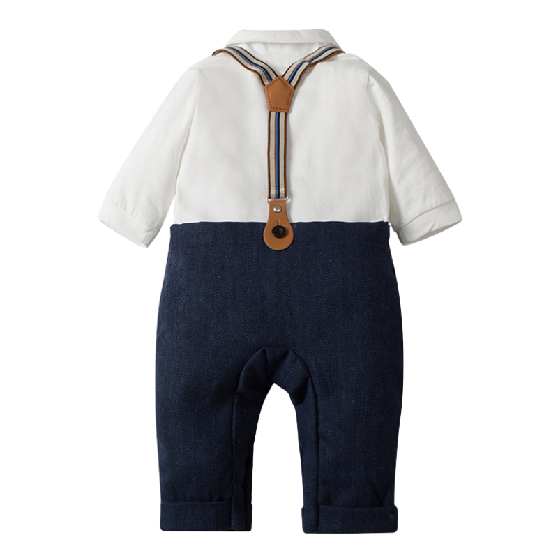 Costume Bébé Garçon avec Bretelles, Gilet et Béret – Tenue de Cérémonie
