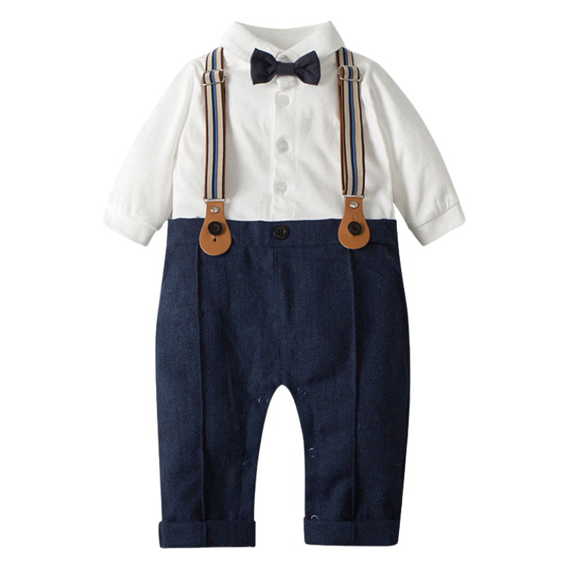 Costume Bébé Garçon avec Bretelles, Gilet et Béret – Tenue de Cérémonie