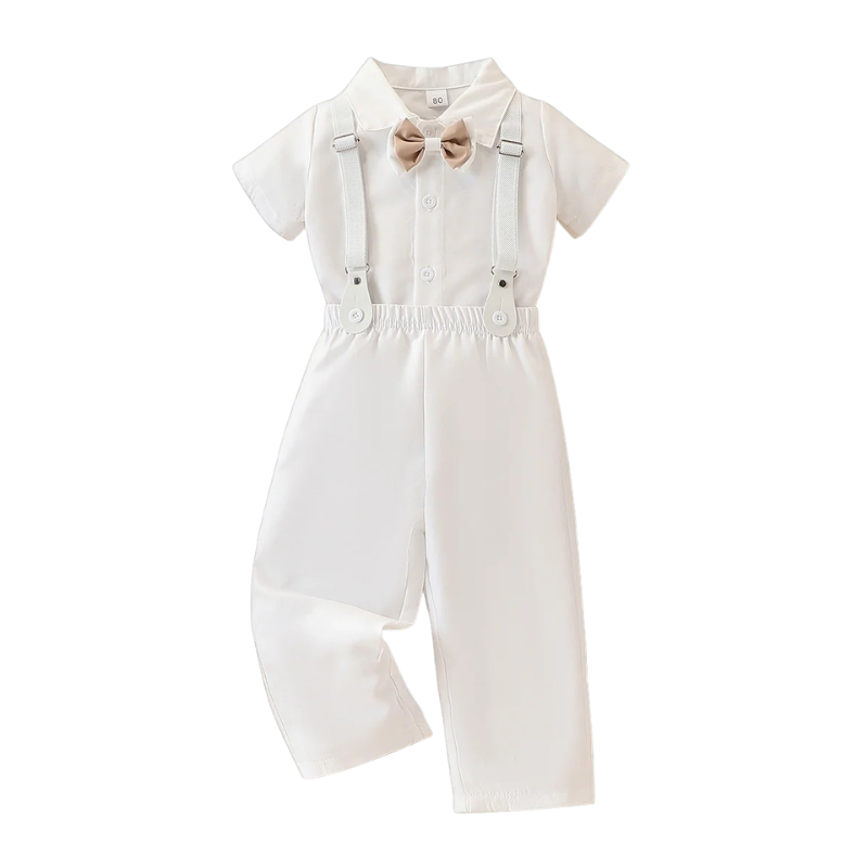 Costume Bébé Garçon avec Bretelles et Nœud Papillon – Ensemble de Cérémonie
