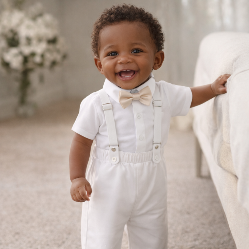 Costume Bébé Garçon avec Bretelles et Nœud Papillon – Ensemble de Cérémonie