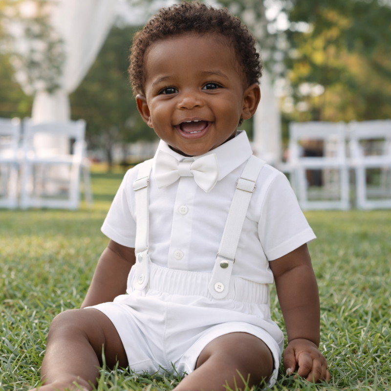 Costume Bébé Garçon avec Bretelles et Nœud Papillon – Ensemble de Cérémonie