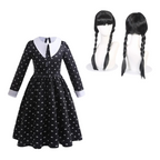 Déguisement Cosplay Enfant Mercredi Addams Bambino – Perruque et Robe
