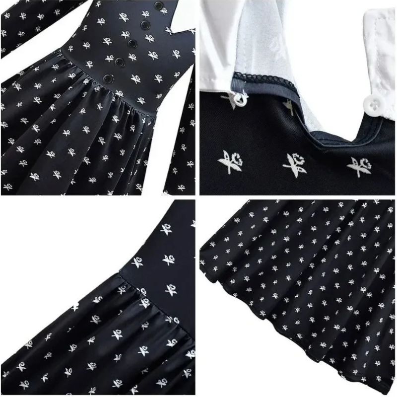 Déguisement Cosplay Enfant Mercredi Addams Bambino – Perruque et Robe