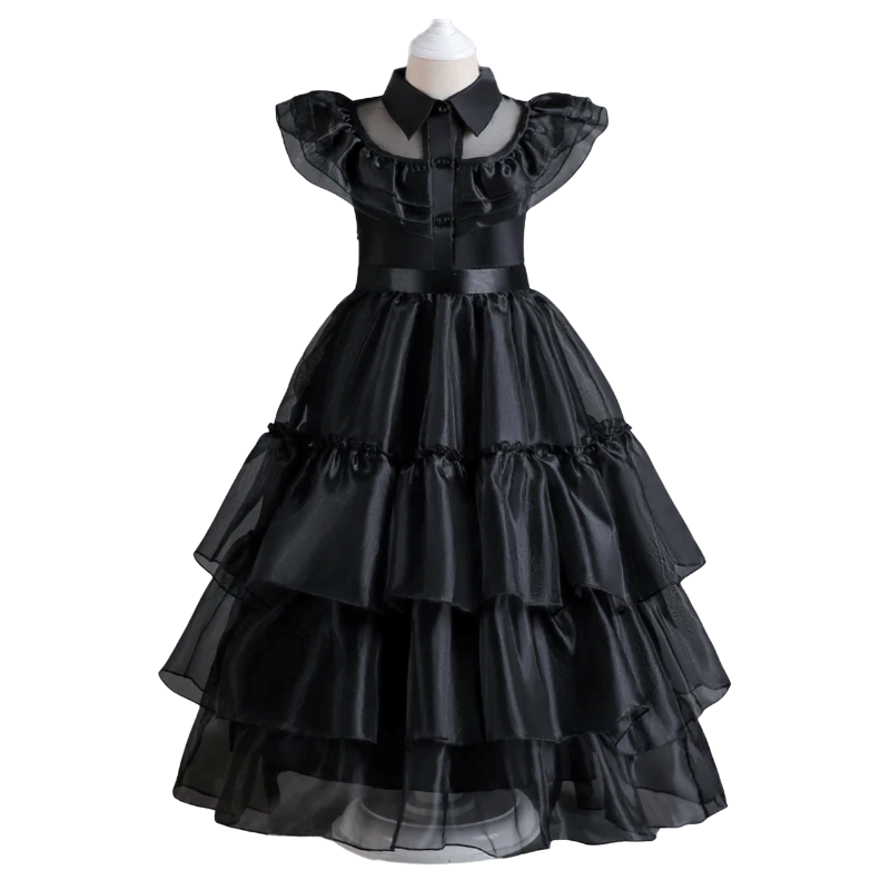 Déguisement Cosplay Enfant Mercredi Addams Bambino – Perruque et Robe