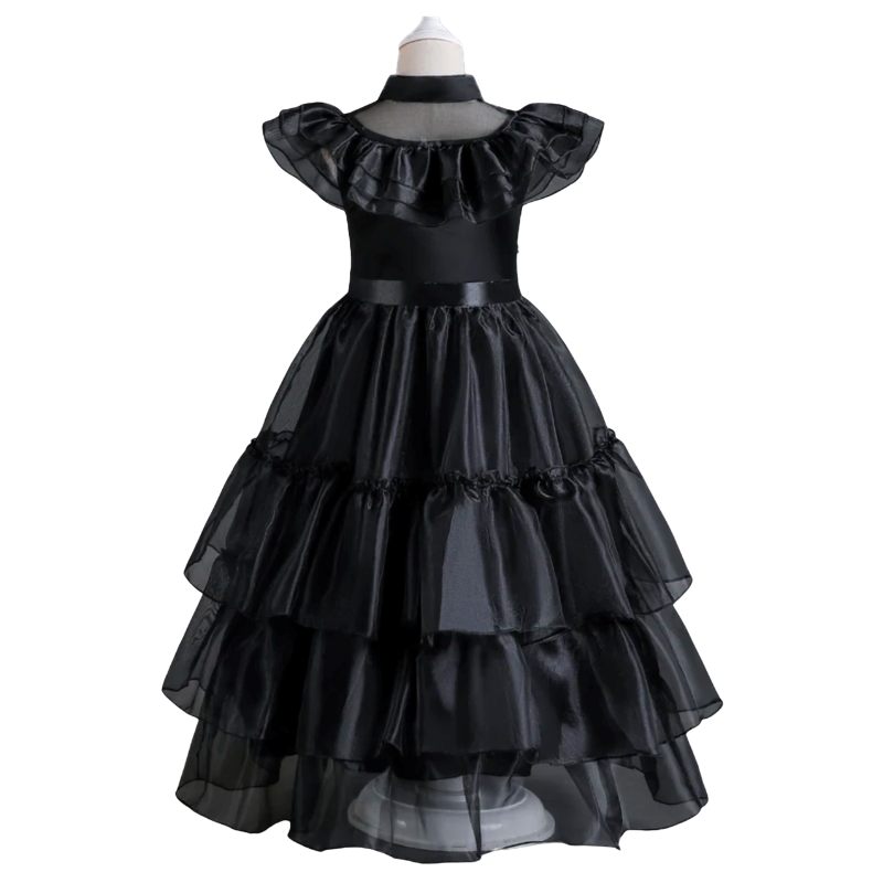 Déguisement Cosplay Enfant Mercredi Addams Bambino – Perruque et Robe