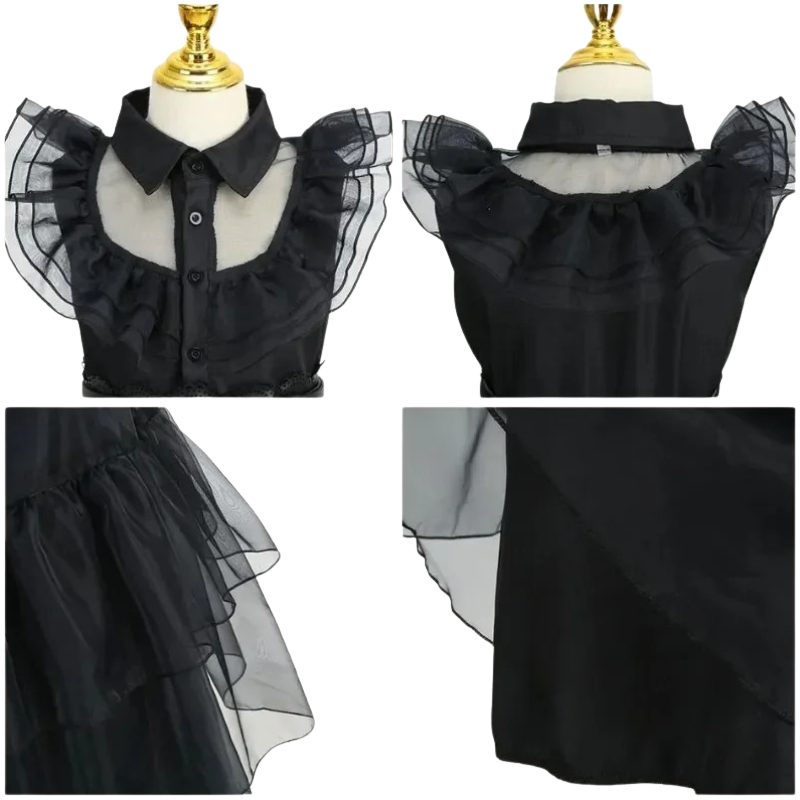 Déguisement Cosplay Enfant Mercredi Addams Bambino – Perruque et Robe