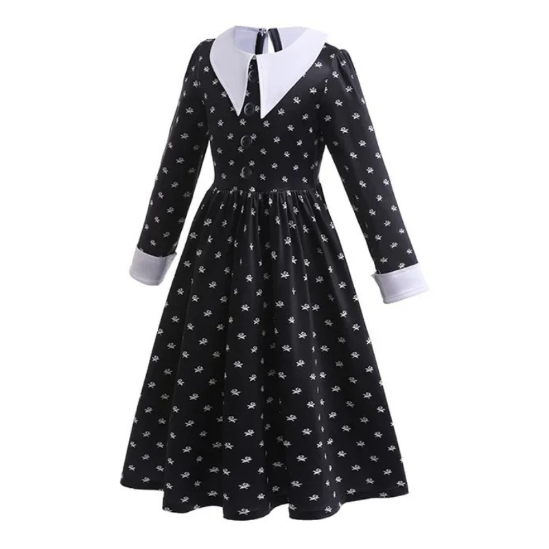 Déguisement Cosplay Enfant Mercredi Addams Bambino – Perruque et Robe