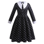 Déguisement Cosplay Enfant Mercredi Addams Bambino – Perruque et Robe