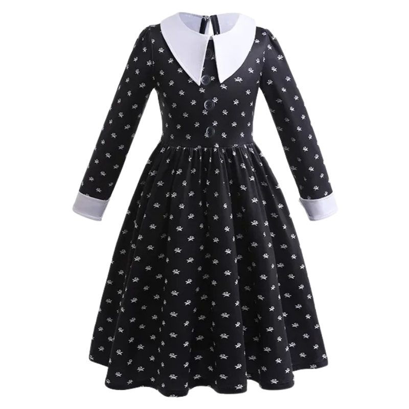 Déguisement Cosplay Enfant Mercredi Addams Bambino – Perruque et Robe