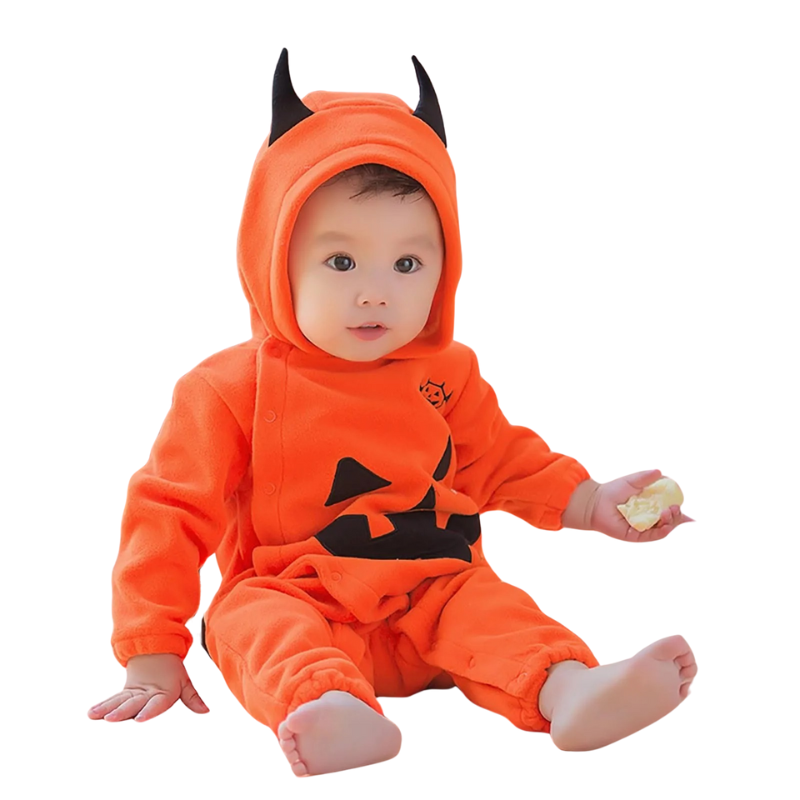 Déguisement Grenouillère Citrouille avec Capuche pour Bébé