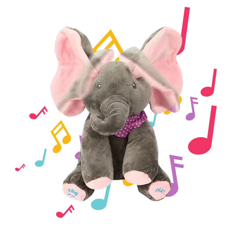 Éléphanteau en Peluche Musical aux Grandes Oreilles