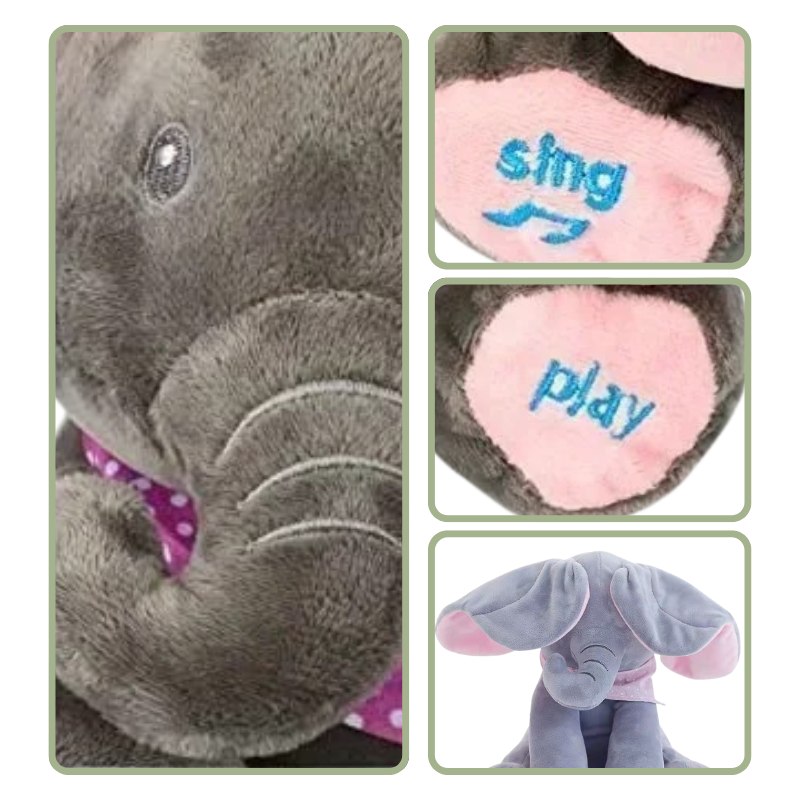 Éléphanteau en Peluche Musical aux Grandes Oreilles