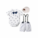 Ensemble Costume Bébé Garçon avec Bretelles, Nœud Papillon et Béret