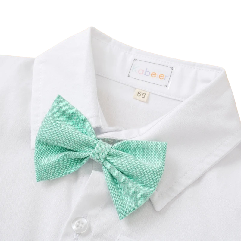 Ensemble Costume Bébé Garçon avec Pantalon à Bretelles, Body Chemise et Béret – Tenue de Cérémonie