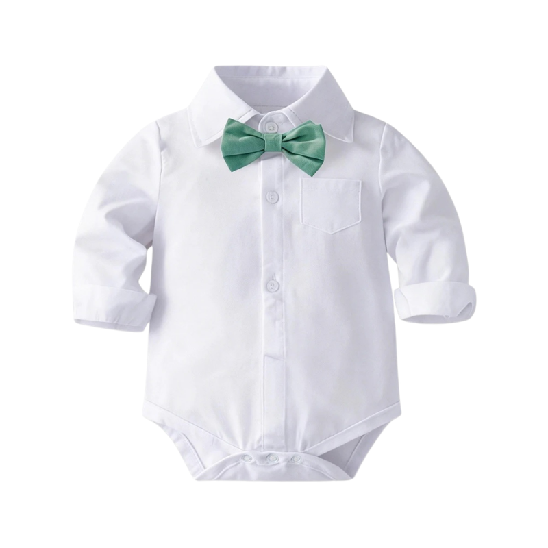 Ensemble Costume Bébé Garçon avec Pantalon à Bretelles, Body Chemise et Béret – Tenue de Cérémonie
