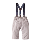 Ensemble Costume Bébé Garçon avec Pantalon à Bretelles, Body Chemise et Béret – Tenue de Cérémonie