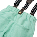 Ensemble Costume Bébé Garçon avec Pantalon à Bretelles, Body Chemise et Béret – Tenue de Cérémonie