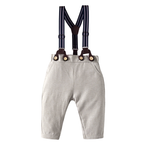 Ensemble Costume Bébé Garçon avec Pantalon à Bretelles, Body Chemise et Béret – Tenue de Cérémonie