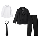 Ensemble Costume Garçon 4 Pièces avec Veste, Pantalon, Chemise et Cravate