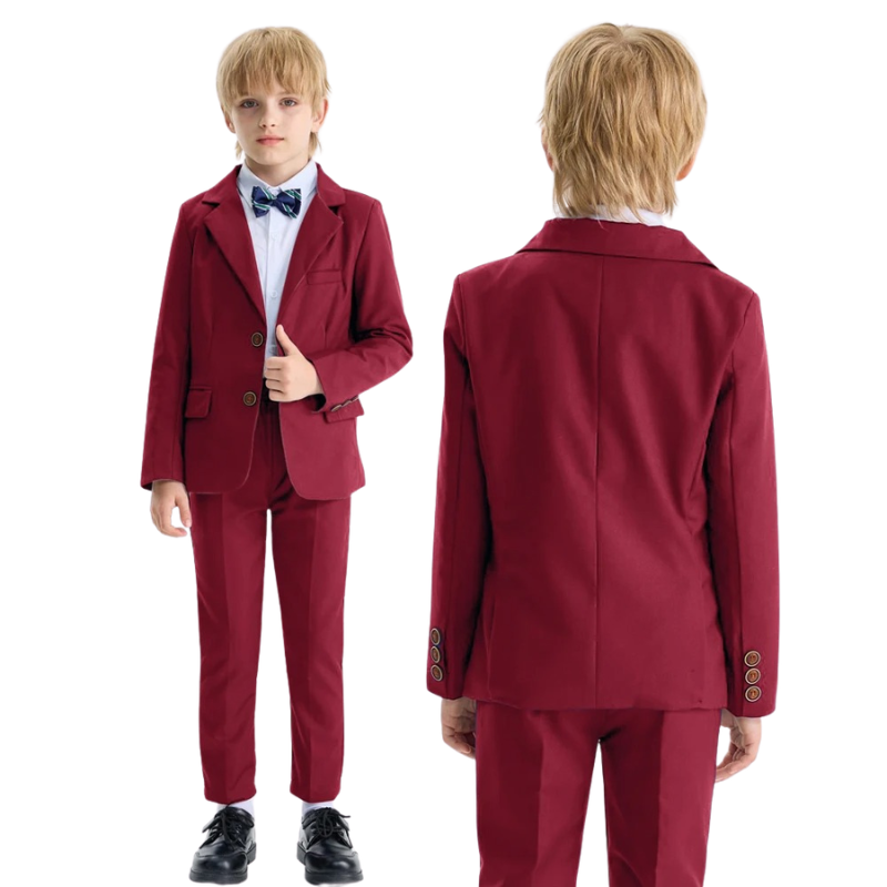 Ensemble Costume Garçon 4 Pièces avec Veste, Pantalon, Chemise et Cravate
