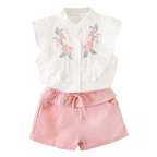 Ensemble Fille Brodé – Style Charmant pour les Filles de 3 à 7 Ans