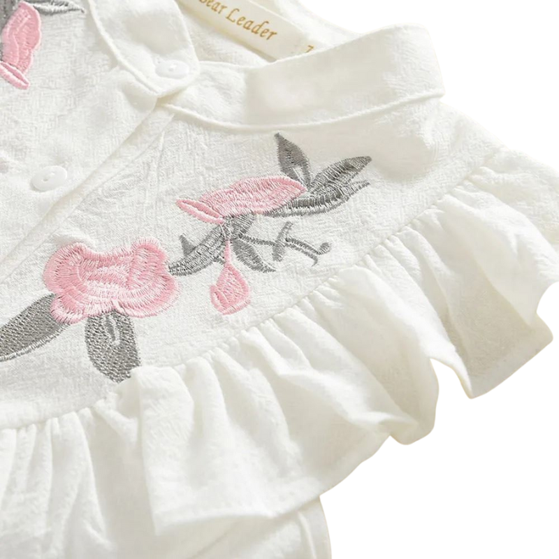 Ensemble Fille Brodé – Style Charmant pour les Filles de 3 à 7 Ans