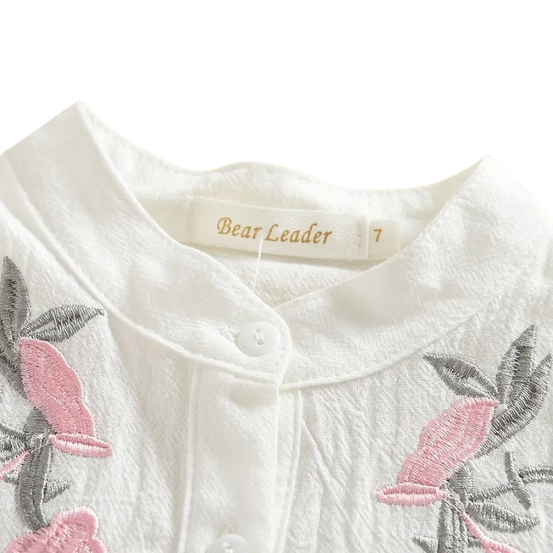 Ensemble Fille Brodé – Style Charmant pour les Filles de 3 à 7 Ans