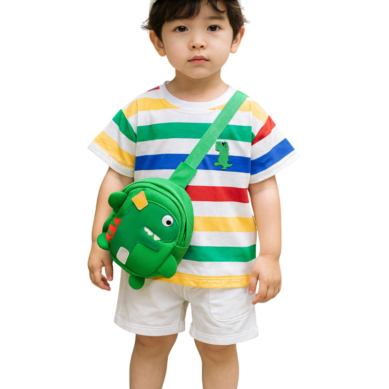Ensemble Garçon Rayé avec Sac Dinosaure