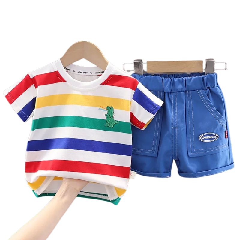Ensemble Garçon Rayé avec Sac Dinosaure