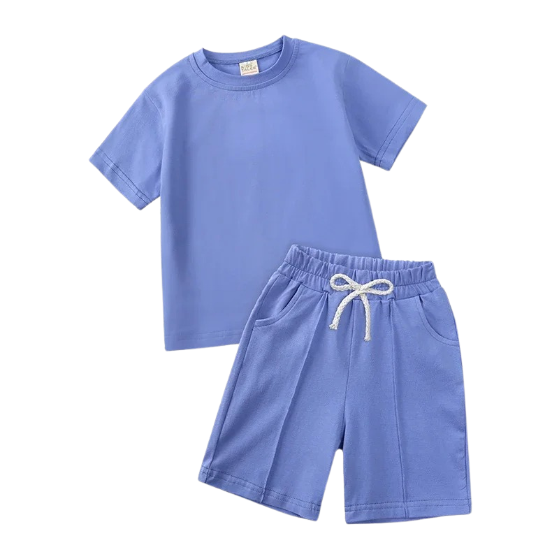 Ensemble T-shirt et Short Uni en Coton – Été