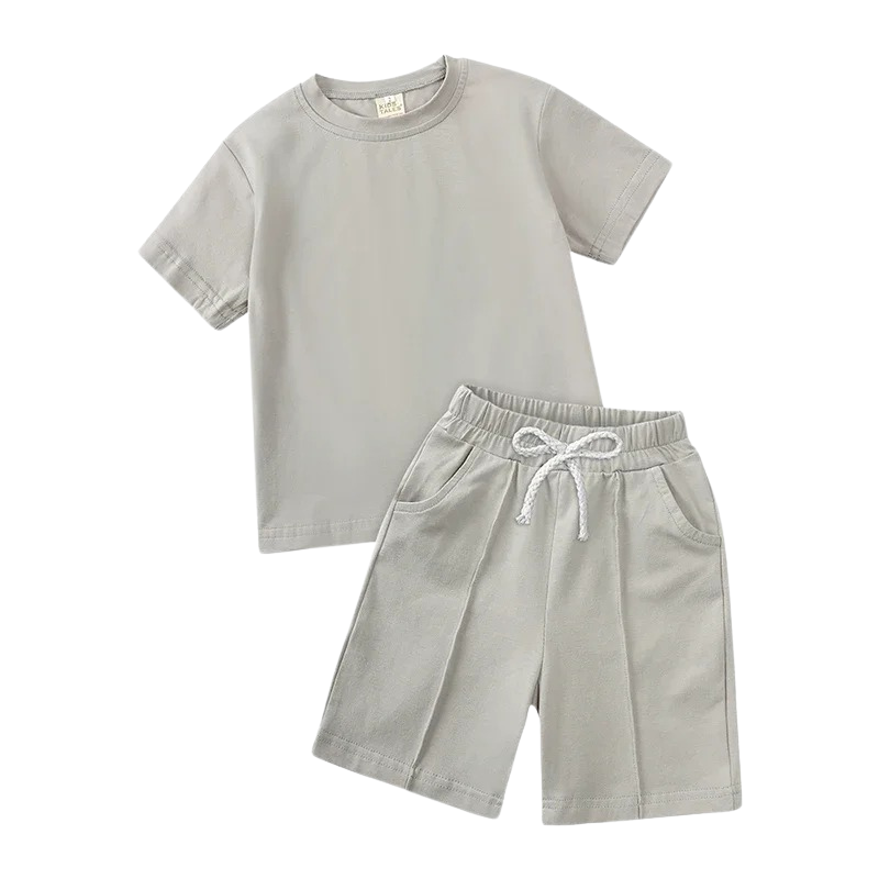 Ensemble T-shirt et Short Uni en Coton – Été