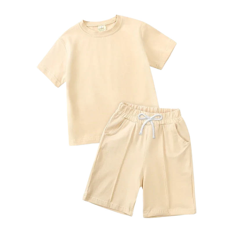Ensemble T-shirt et Short Uni en Coton – Été