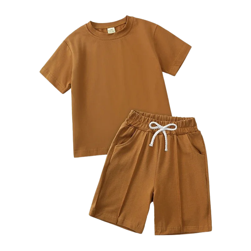 Ensemble T-shirt et Short Uni en Coton – Été